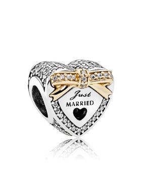 Pandora Just Married Heart Charm with 14K Gold